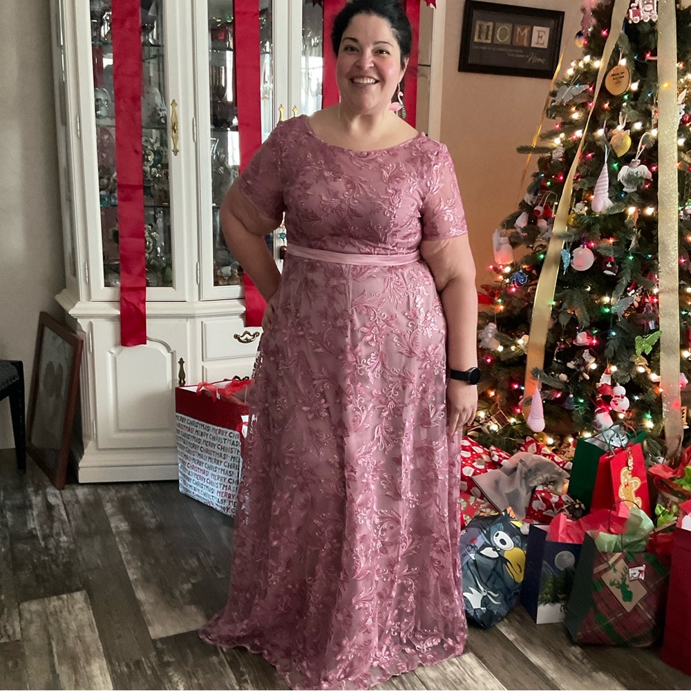 Faeriesty Elegant Short Sleeve Pink A-Line Formal Dress. Size 1X, P2P 20” - Picture 3 of 11